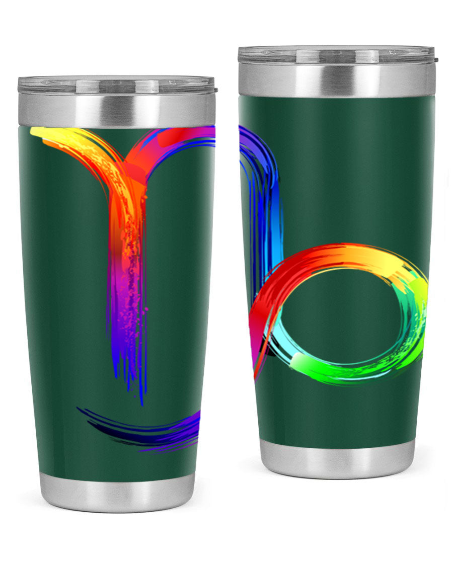 Capricorn 187# 20oz Tumbler made of stainless steel with a copper lining, featuring a drink-thru lid and a stylish zodiac design.