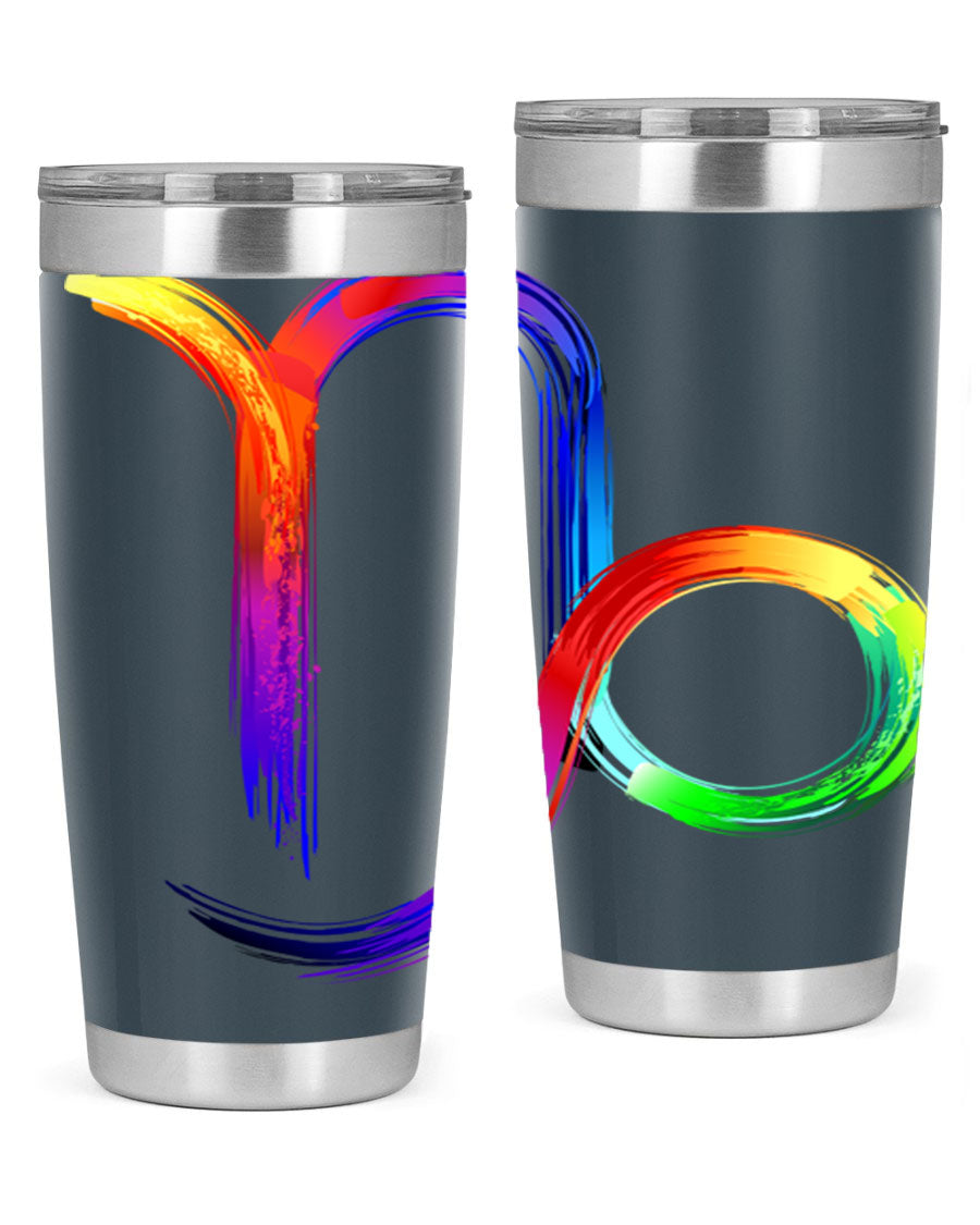 Capricorn 187# 20oz Tumbler made of stainless steel with a copper lining, featuring a drink-thru lid and a stylish zodiac design.