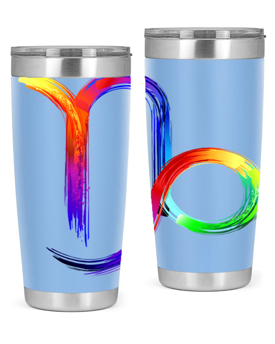 Capricorn 187# 20oz Tumbler made of stainless steel with a copper lining, featuring a drink-thru lid and a stylish zodiac design.