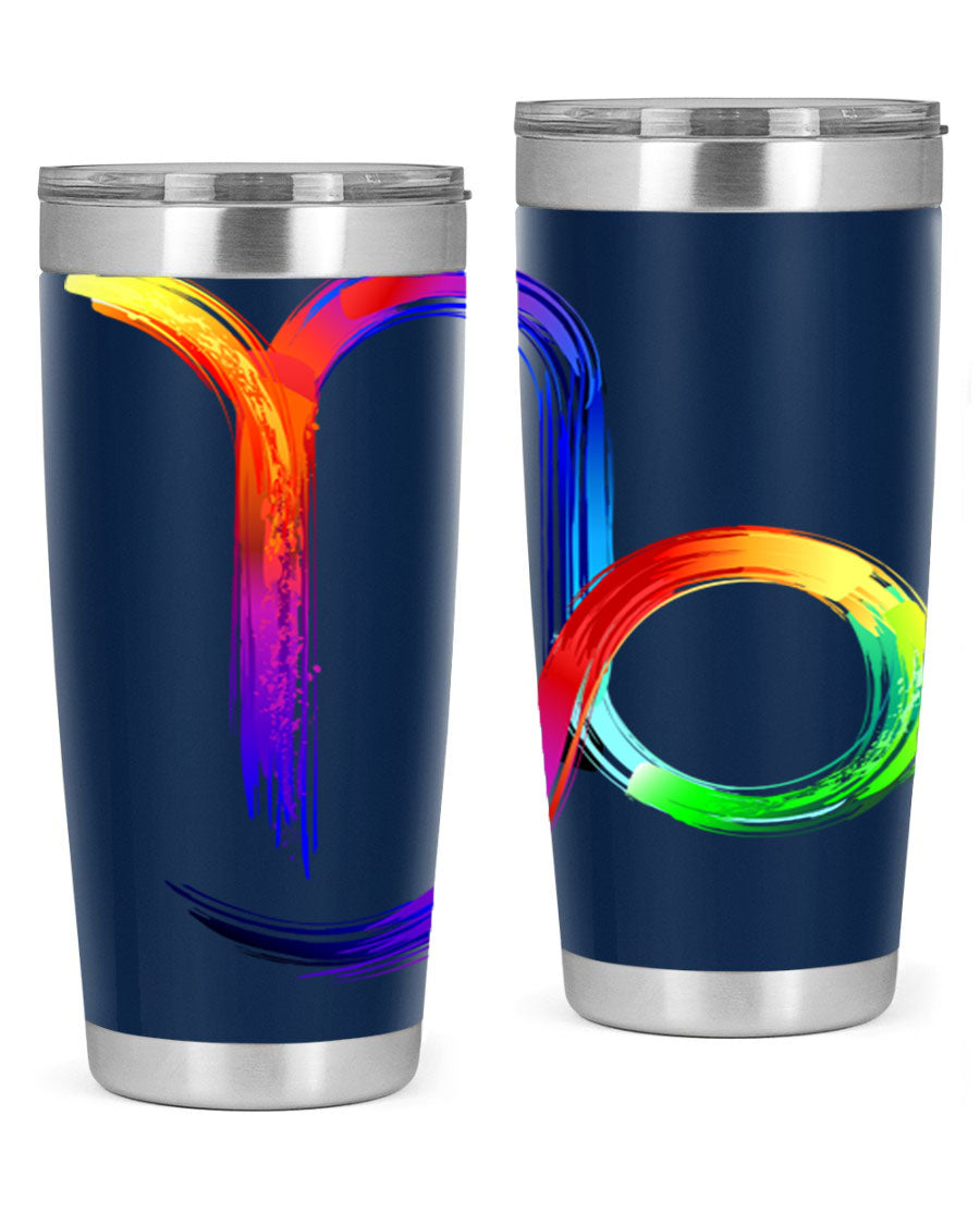 Capricorn 187# 20oz Tumbler made of stainless steel with a copper lining, featuring a drink-thru lid and a stylish zodiac design.