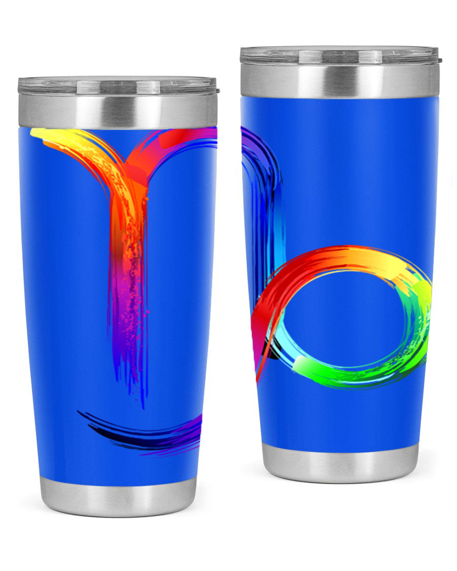 Capricorn 187# 20oz Tumbler made of stainless steel with a copper lining, featuring a drink-thru lid and a stylish zodiac design.