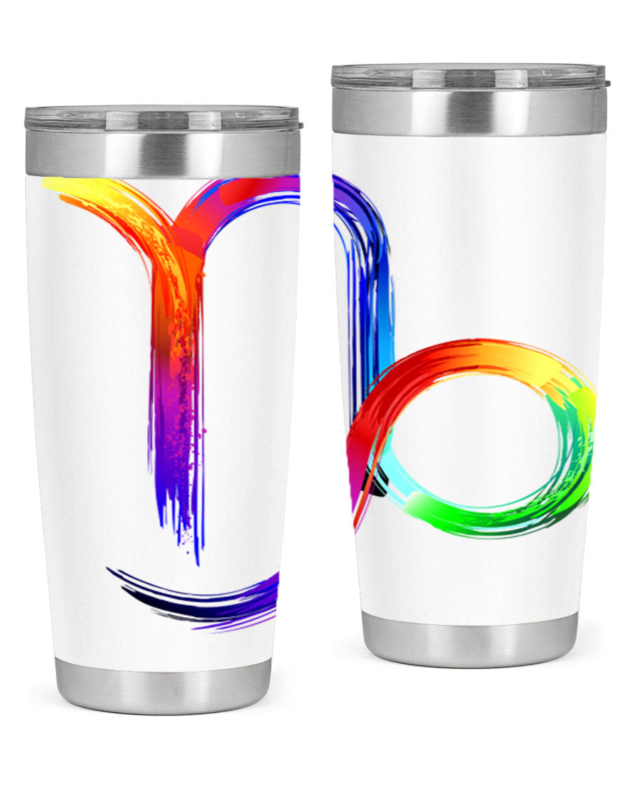 Capricorn 187# 20oz Tumbler made of stainless steel with a copper lining, featuring a drink-thru lid and a stylish zodiac design.
