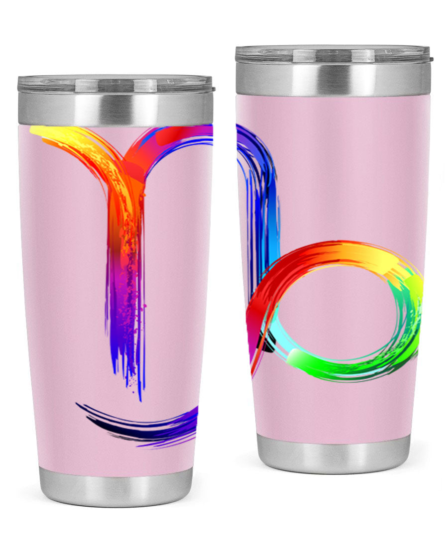 Capricorn 187# 20oz Tumbler made of stainless steel with a copper lining, featuring a drink-thru lid and a stylish zodiac design.