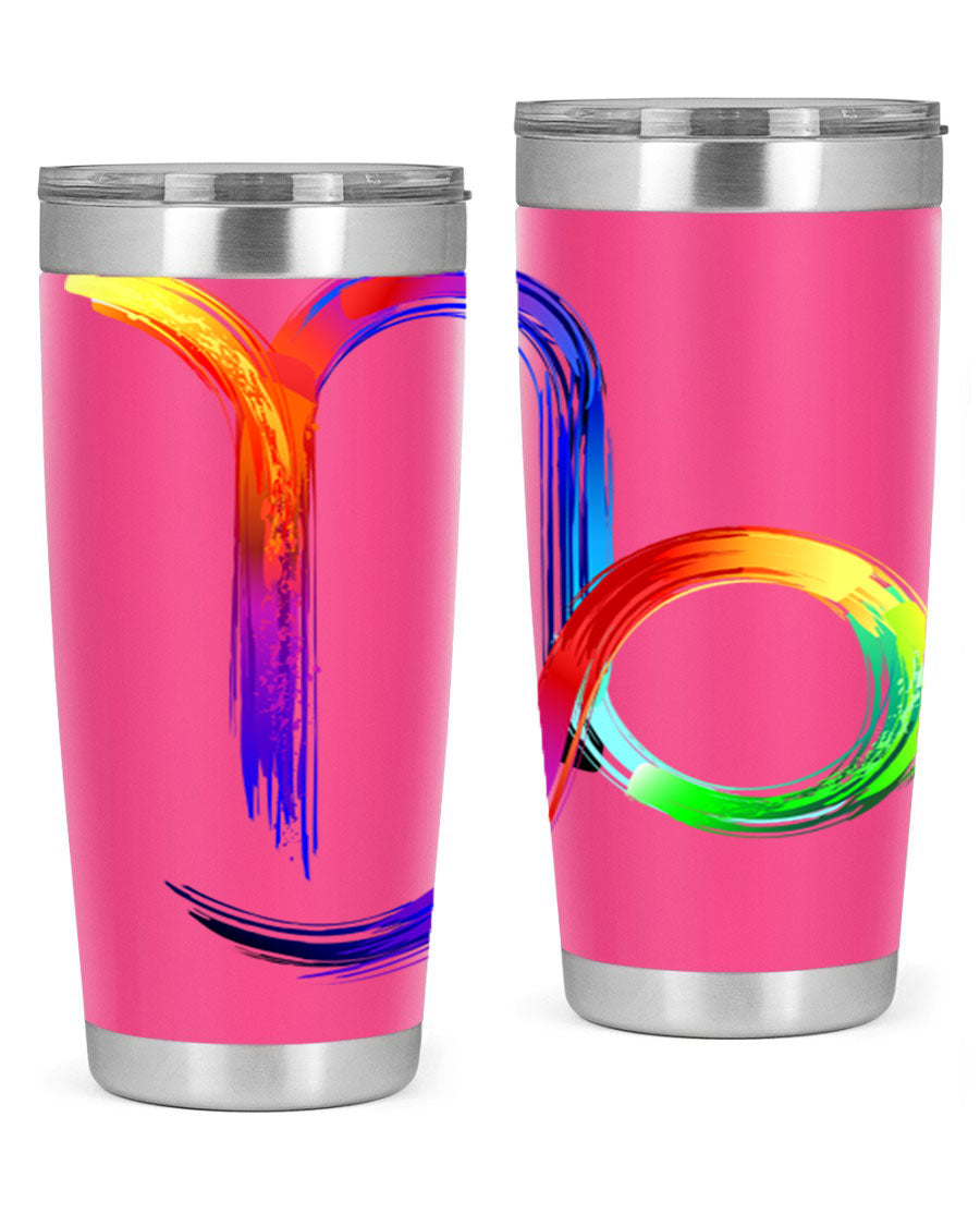Capricorn 187# 20oz Tumbler made of stainless steel with a copper lining, featuring a drink-thru lid and a stylish zodiac design.