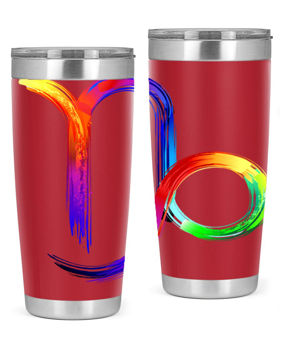 Capricorn 187# 20oz Tumbler made of stainless steel with a copper lining, featuring a drink-thru lid and a stylish zodiac design.