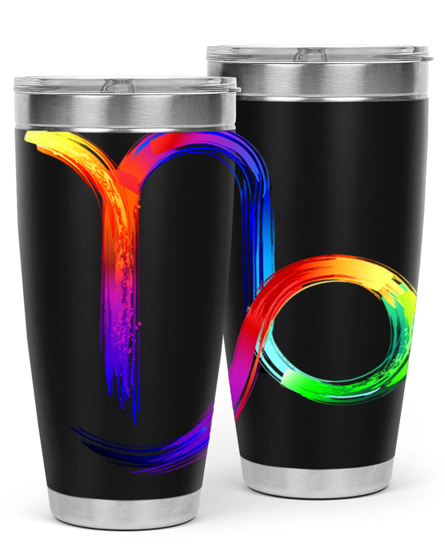 Capricorn 187# 20oz Tumbler made of stainless steel with a copper lining, featuring a drink-thru lid and a stylish zodiac design.