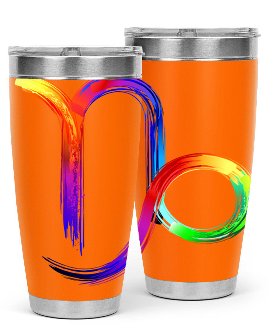Capricorn 187# 20oz Tumbler made of stainless steel with a copper lining, featuring a drink-thru lid and a stylish zodiac design.