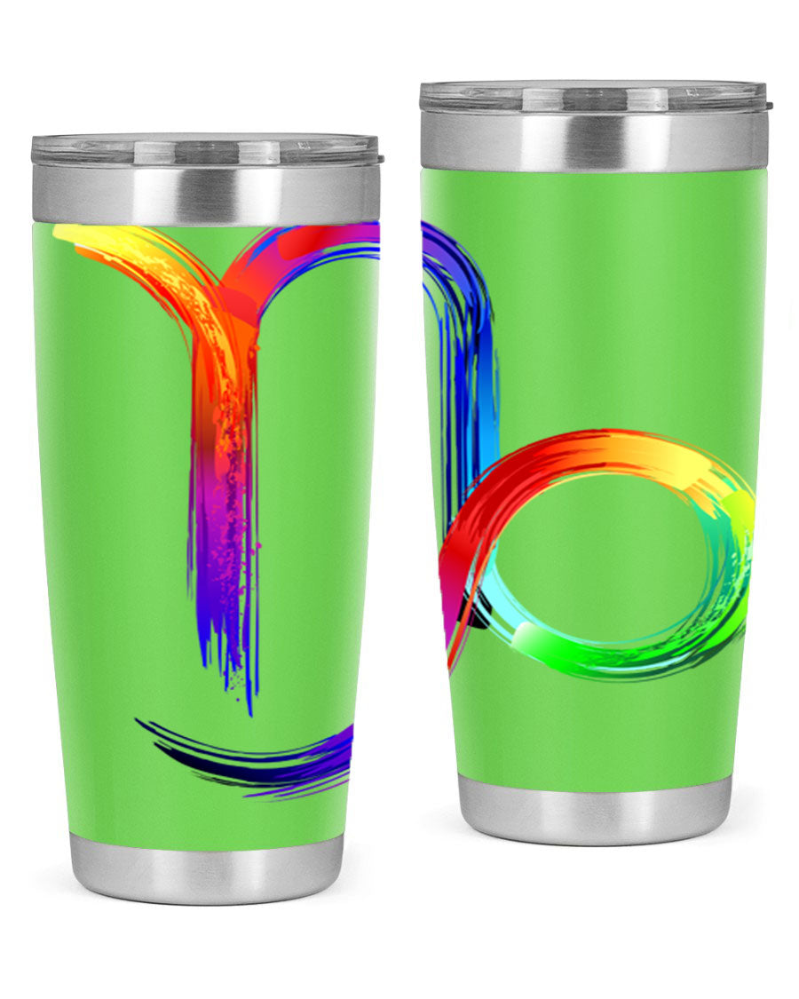 Capricorn 187# 20oz Tumbler made of stainless steel with a copper lining, featuring a drink-thru lid and a stylish zodiac design.