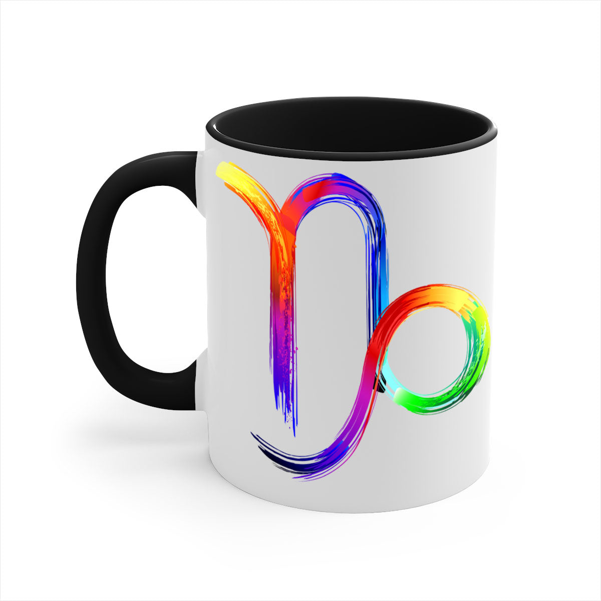 Capricorn 187# Mug featuring a glossy finish, colored handle, and interior, available in multiple colors and sizes.
