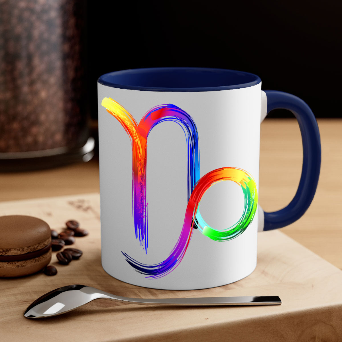 Capricorn 187# Mug featuring a glossy finish, colored handle, and interior, available in multiple colors and sizes.