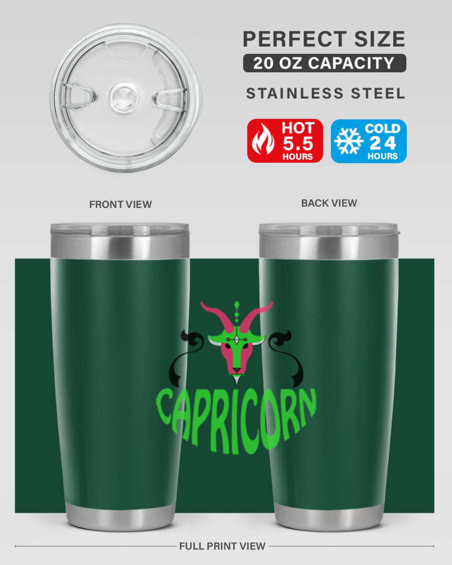 Capricorn 189# Tumbler, a stylish 20oz double wall vacuum stainless steel tumbler with copper lining and a drink-thru lid.