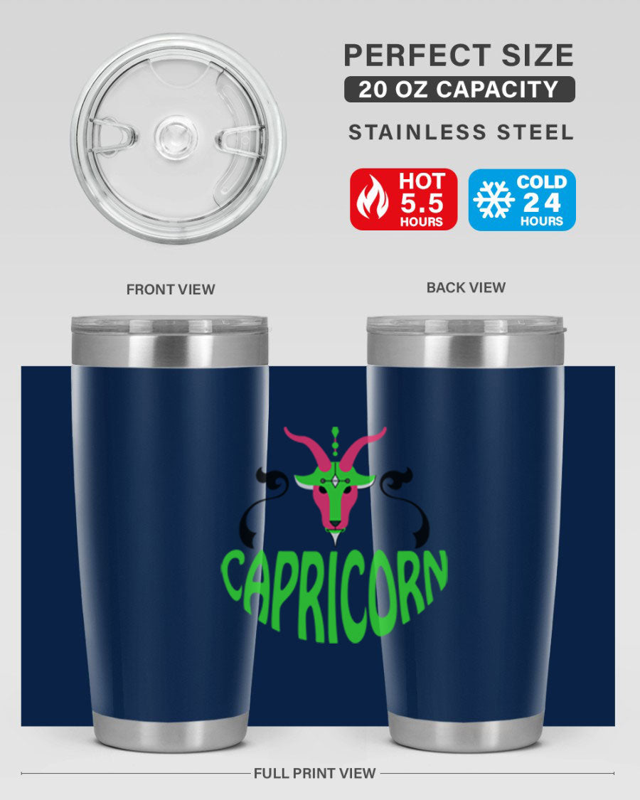 Capricorn 189# Tumbler, a stylish 20oz double wall vacuum stainless steel tumbler with copper lining and a drink-thru lid.