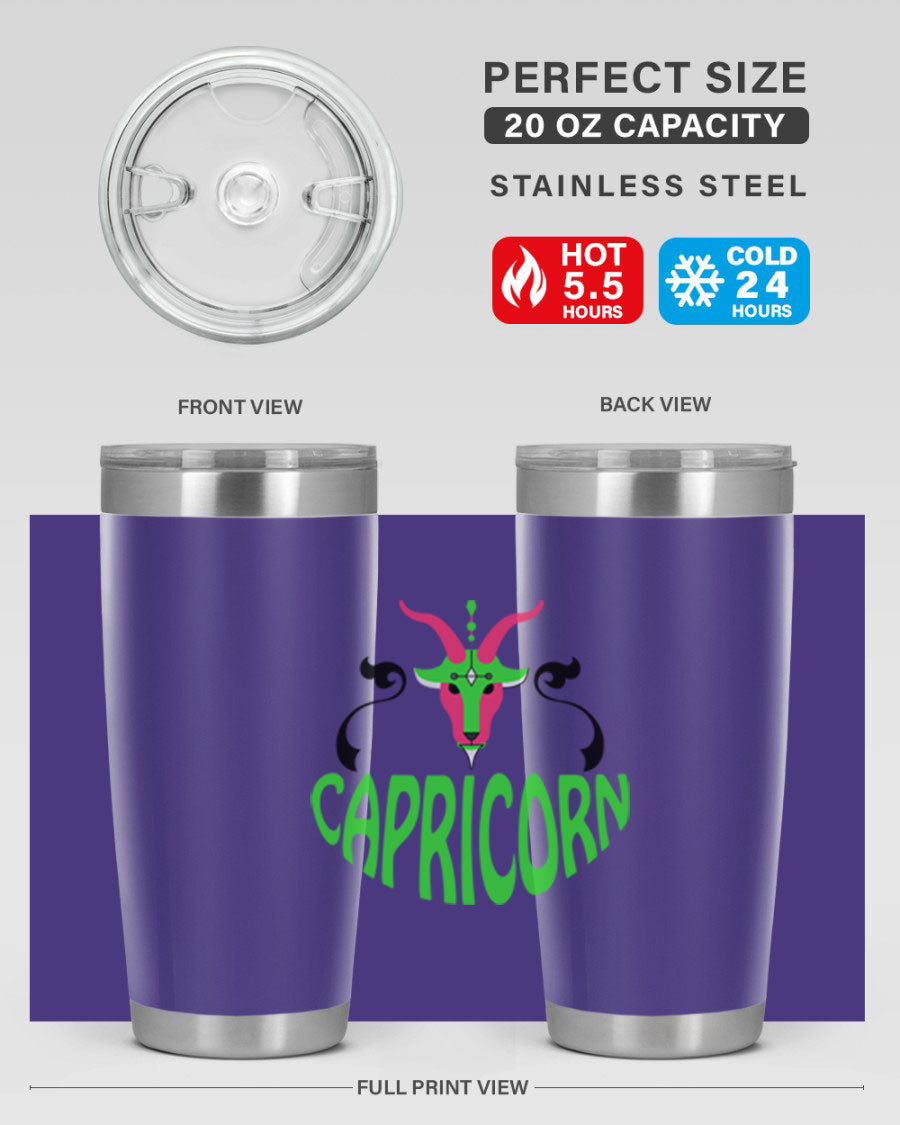 Capricorn 189# Tumbler, a stylish 20oz double wall vacuum stainless steel tumbler with copper lining and a drink-thru lid.