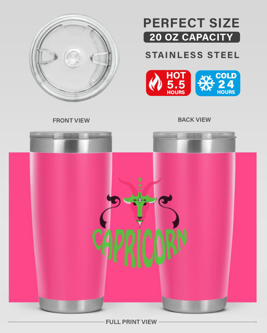 Capricorn 189# Tumbler, a stylish 20oz double wall vacuum stainless steel tumbler with copper lining and a drink-thru lid.