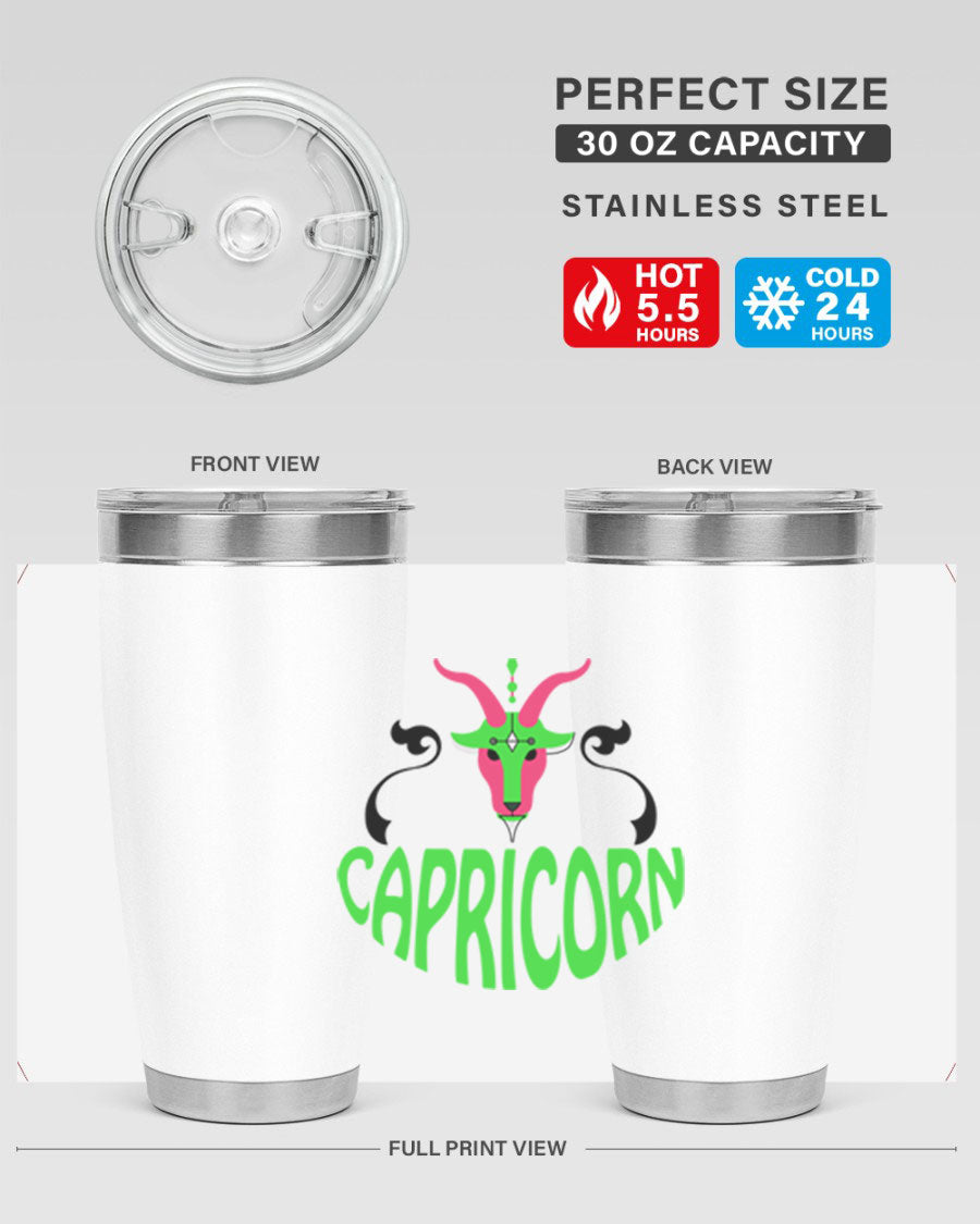 Capricorn 189# Tumbler, a stylish 20oz double wall vacuum stainless steel tumbler with copper lining and a drink-thru lid.