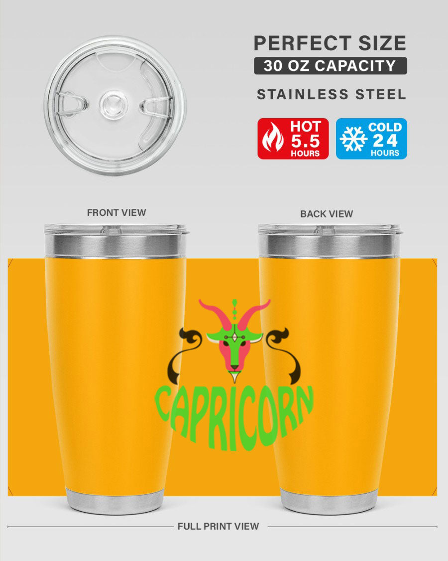 Capricorn 189# Tumbler, a stylish 20oz double wall vacuum stainless steel tumbler with copper lining and a drink-thru lid.
