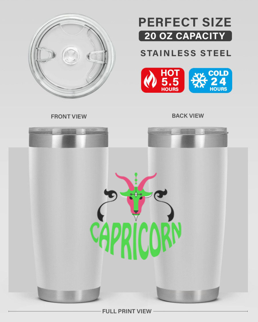 Capricorn 189# Tumbler, a stylish 20oz double wall vacuum stainless steel tumbler with copper lining and a drink-thru lid.