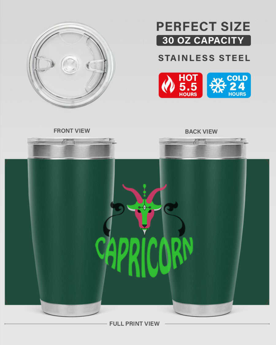 Capricorn 189# Tumbler, a stylish 20oz double wall vacuum stainless steel tumbler with copper lining and a drink-thru lid.