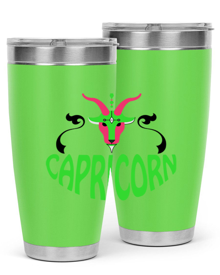 Capricorn 189# Tumbler, a stylish 20oz double wall vacuum stainless steel tumbler with copper lining and a drink-thru lid.