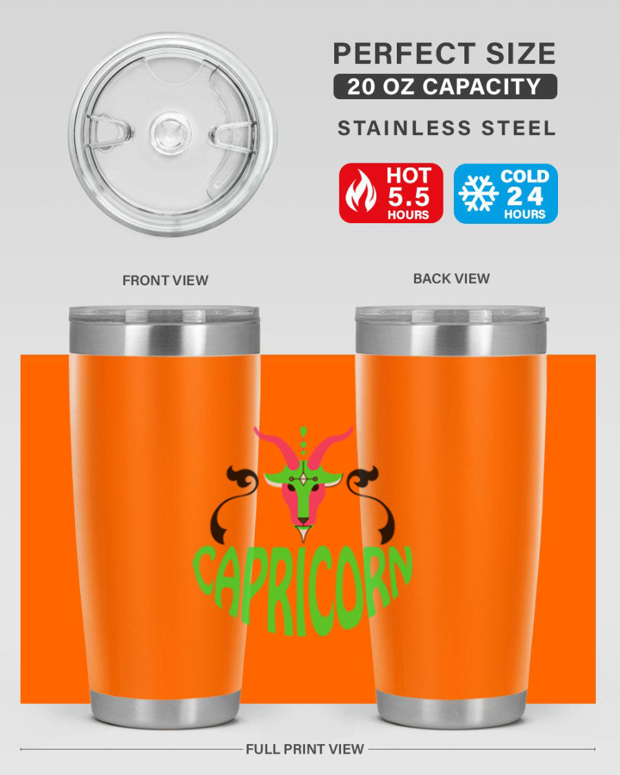 Capricorn 189# Tumbler, a stylish 20oz double wall vacuum stainless steel tumbler with copper lining and a drink-thru lid.