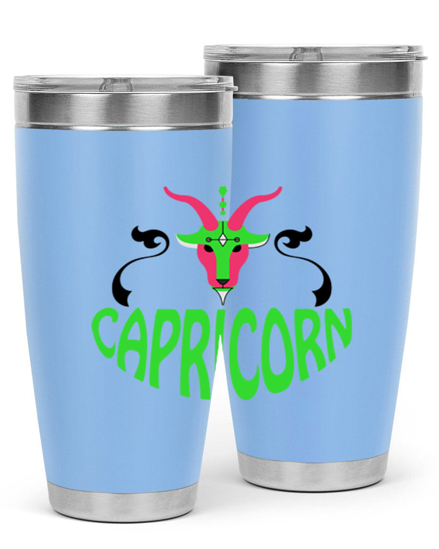 Capricorn 189# Tumbler, a stylish 20oz double wall vacuum stainless steel tumbler with copper lining and a drink-thru lid.