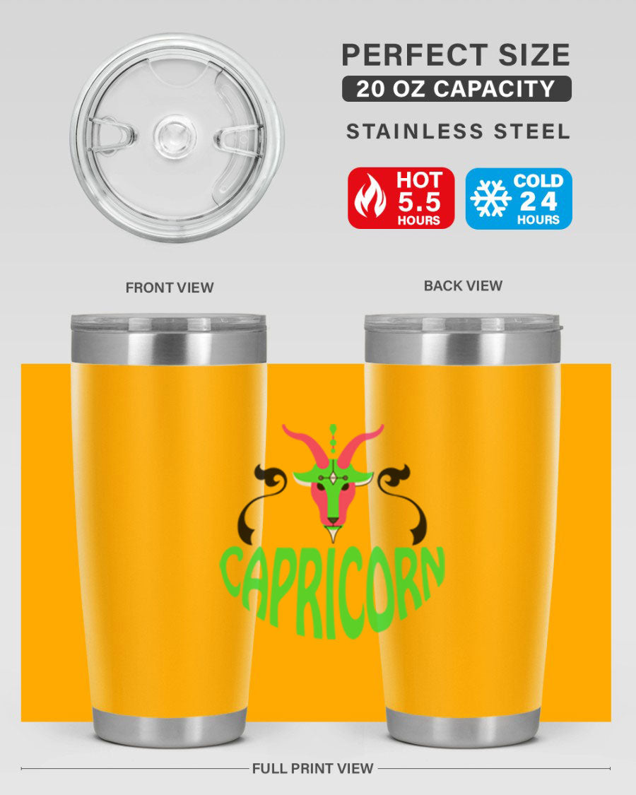 Capricorn 189# Tumbler, a stylish 20oz double wall vacuum stainless steel tumbler with copper lining and a drink-thru lid.