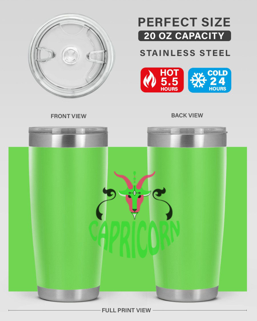 Capricorn 189# Tumbler, a stylish 20oz double wall vacuum stainless steel tumbler with copper lining and a drink-thru lid.
