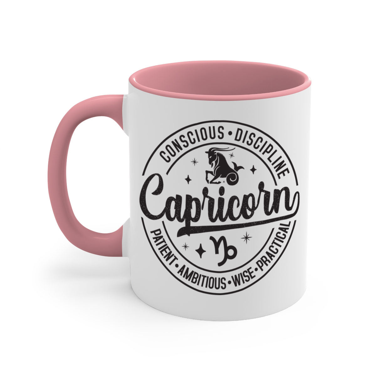 Capricorn 190# Mug featuring a glossy finish, colored handle, and interior, available in five colors and two sizes.