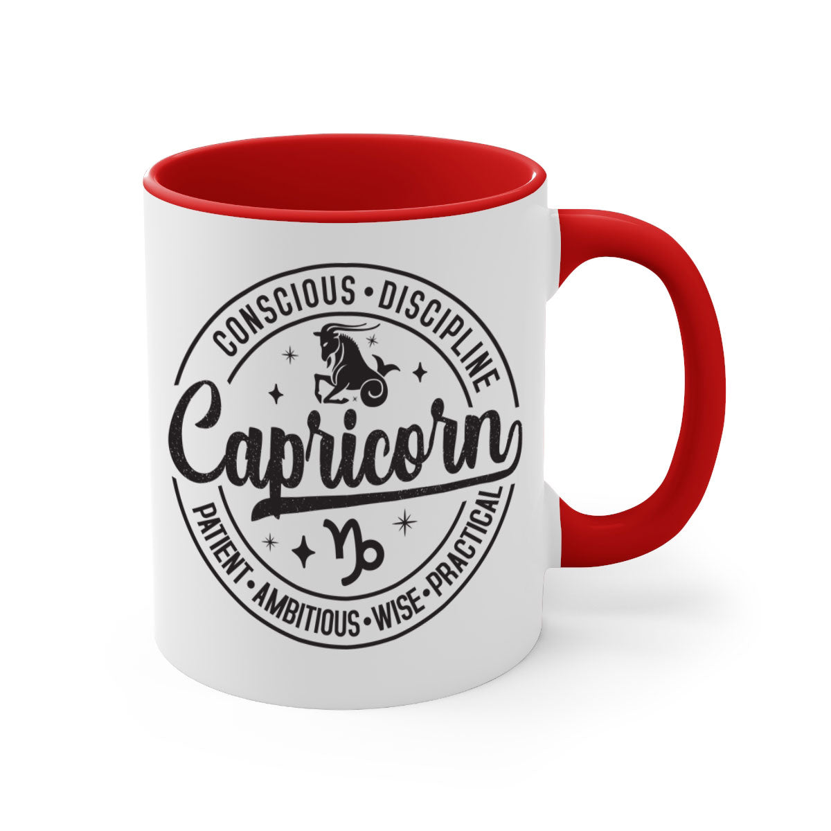 Capricorn 190# Mug featuring a glossy finish, colored handle, and interior, available in five colors and two sizes.
