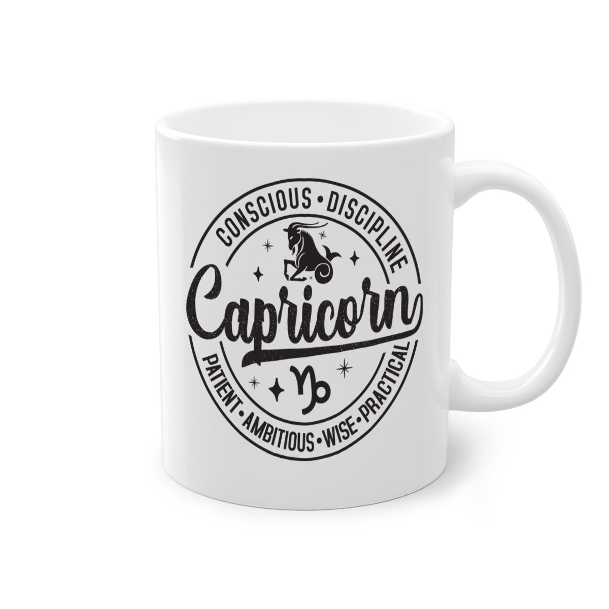Capricorn 190# Mug featuring a glossy finish, colored handle, and interior, available in five colors and two sizes.