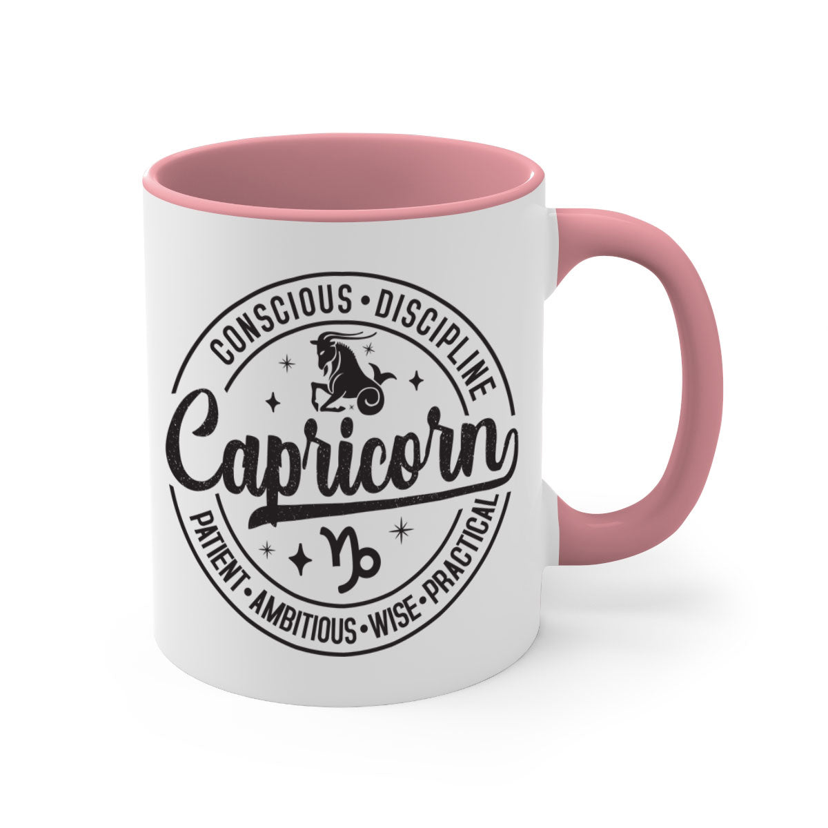 Capricorn 190# Mug featuring a glossy finish, colored handle, and interior, available in five colors and two sizes.