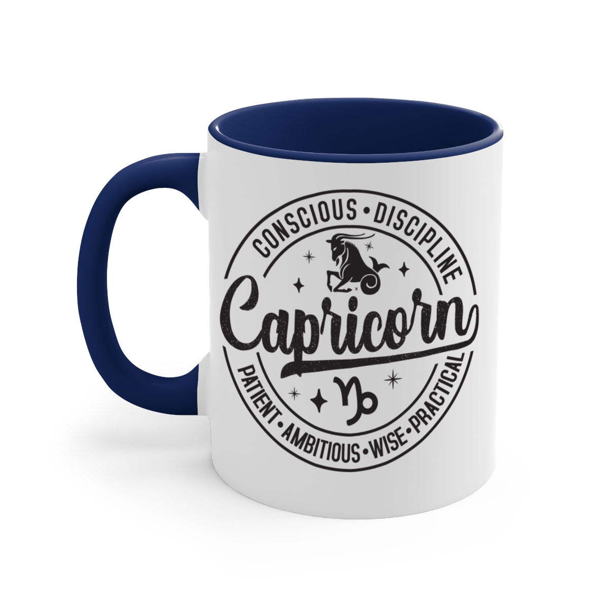 Capricorn 190# Mug featuring a glossy finish, colored handle, and interior, available in five colors and two sizes.