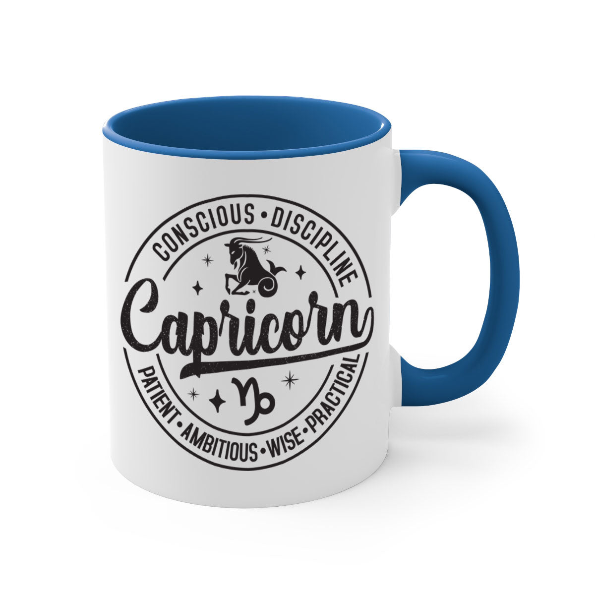Capricorn 190# Mug featuring a glossy finish, colored handle, and interior, available in five colors and two sizes.