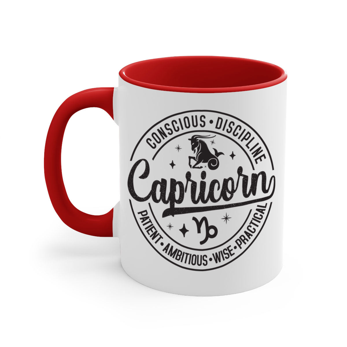 Capricorn 190# Mug featuring a glossy finish, colored handle, and interior, available in five colors and two sizes.
