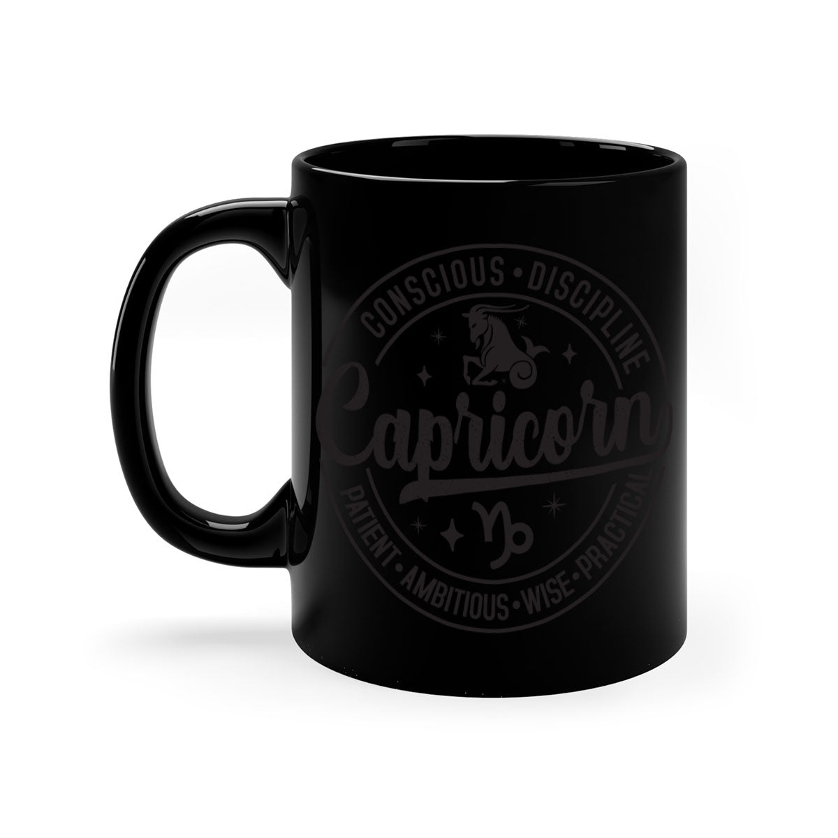 Capricorn 190# Mug featuring a glossy finish, colored handle, and interior, available in five colors and two sizes.