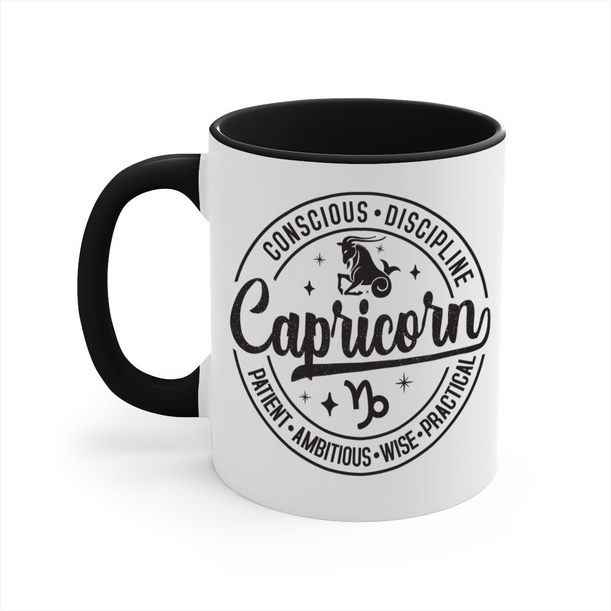 Capricorn 190# Mug featuring a glossy finish, colored handle, and interior, available in five colors and two sizes.