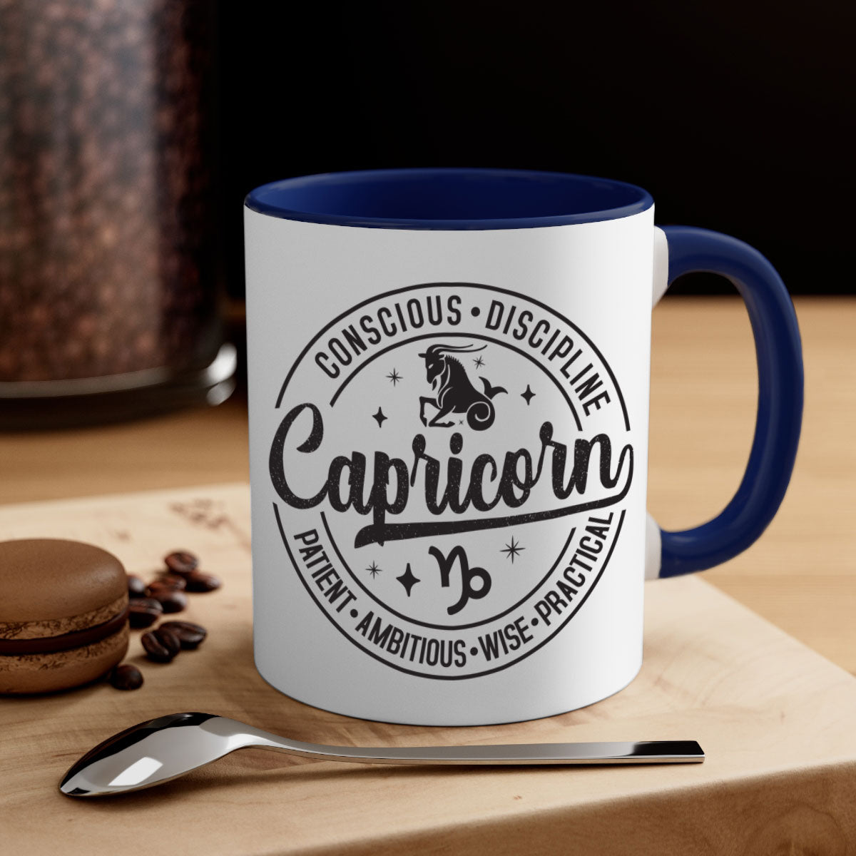 Capricorn 190# Mug featuring a glossy finish, colored handle, and interior, available in five colors and two sizes.
