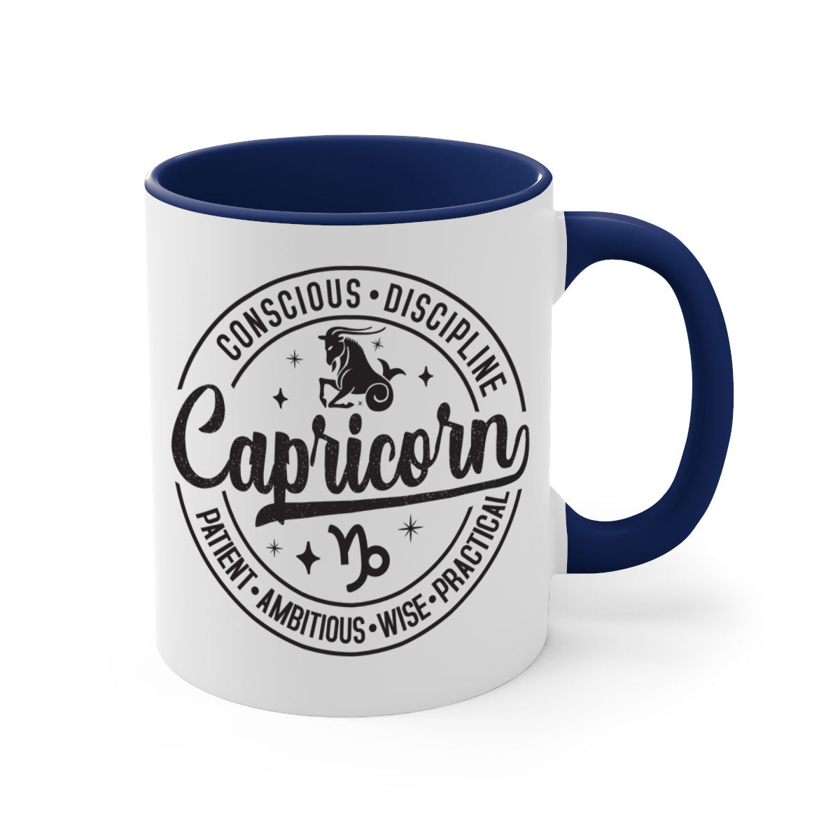 Capricorn 190# Mug featuring a glossy finish, colored handle, and interior, available in five colors and two sizes.