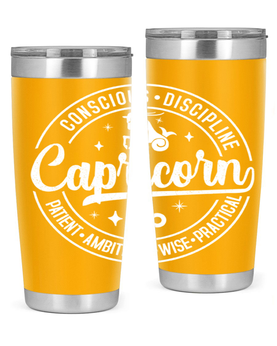 Capricorn 191# Zodiac Tumbler in stainless steel with a drink-thru lid, showcasing its sleek design and vibrant print.