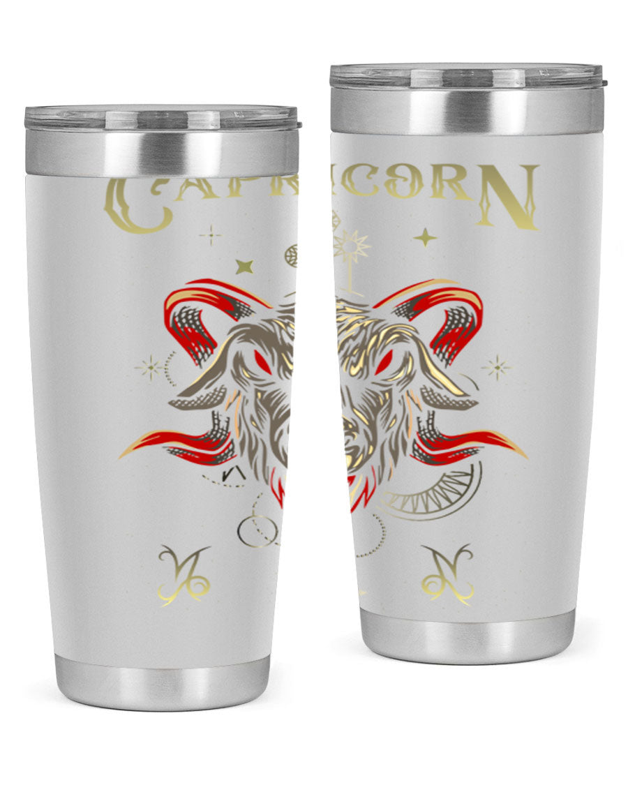 Capricorn 198# Tumbler in stainless steel with a sleek design, featuring a drink-thru lid and copper lining for insulation.