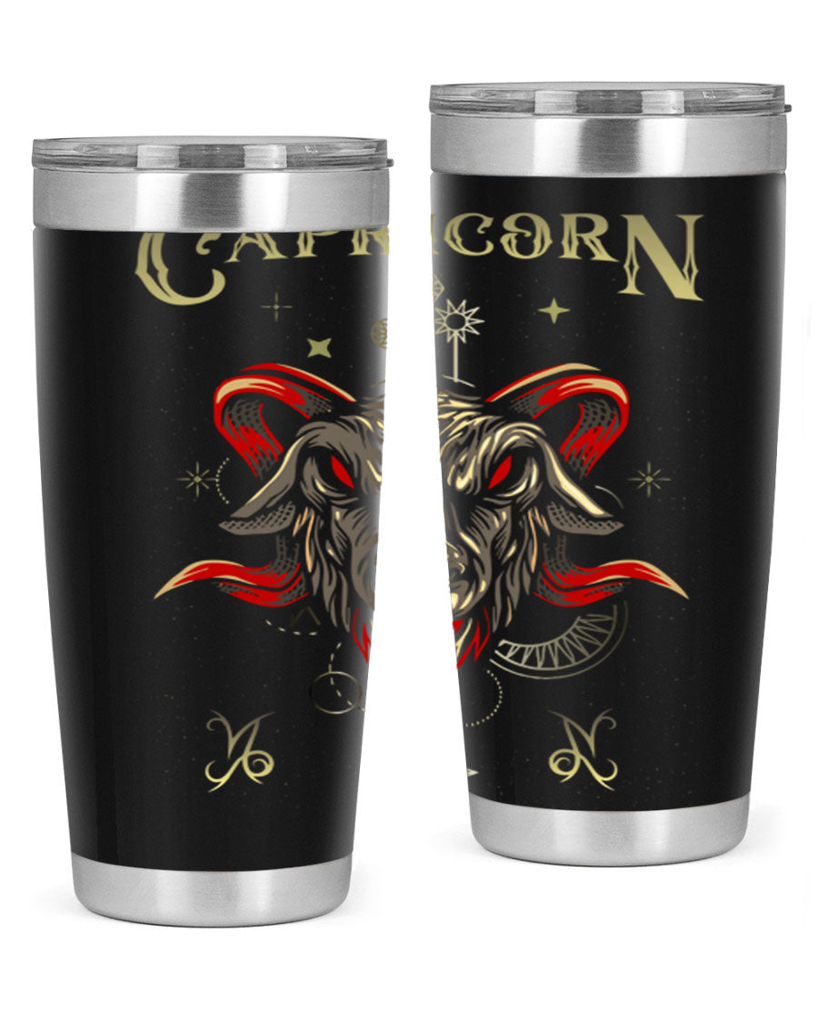 Capricorn 198# Tumbler in stainless steel with a sleek design, featuring a drink-thru lid and copper lining for insulation.