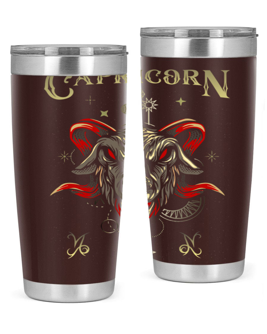 Capricorn 198# Tumbler in stainless steel with a sleek design, featuring a drink-thru lid and copper lining for insulation.