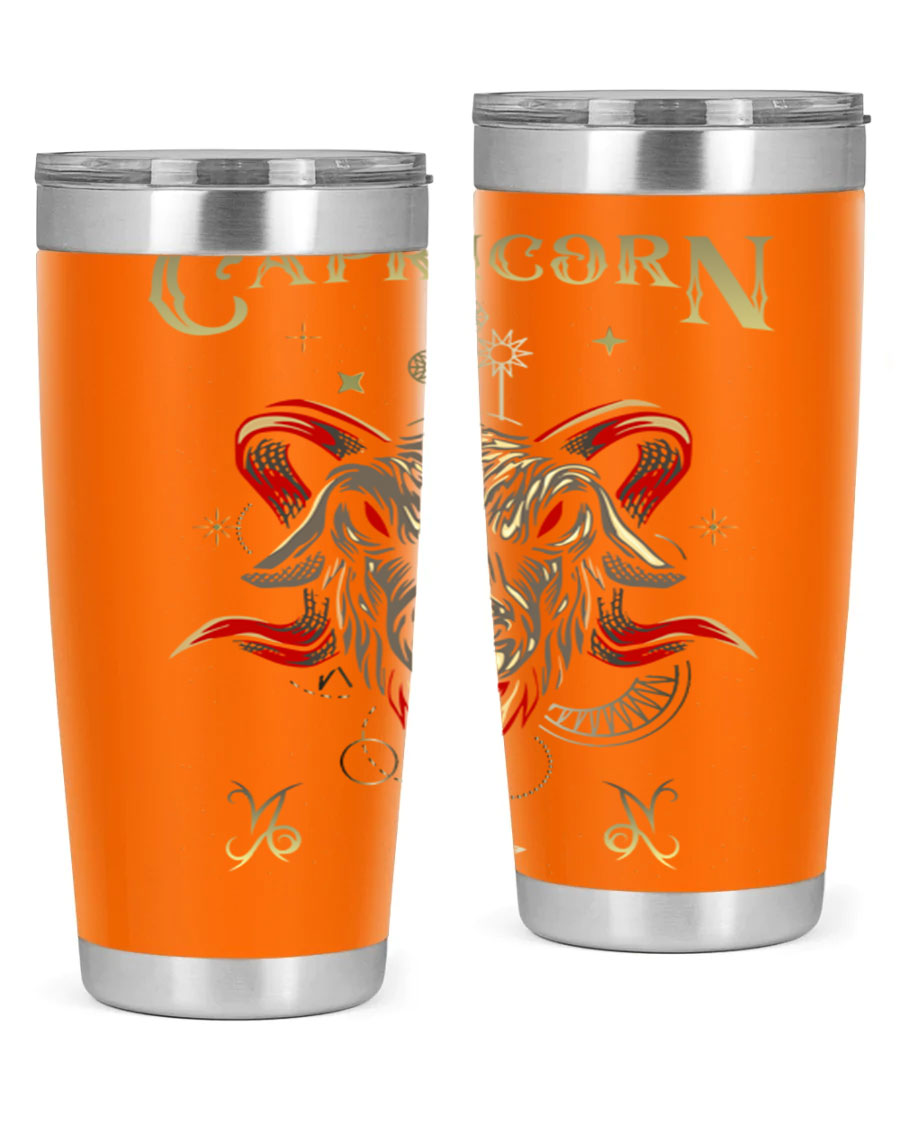 Capricorn 198# Tumbler in stainless steel with a sleek design, featuring a drink-thru lid and copper lining for insulation.