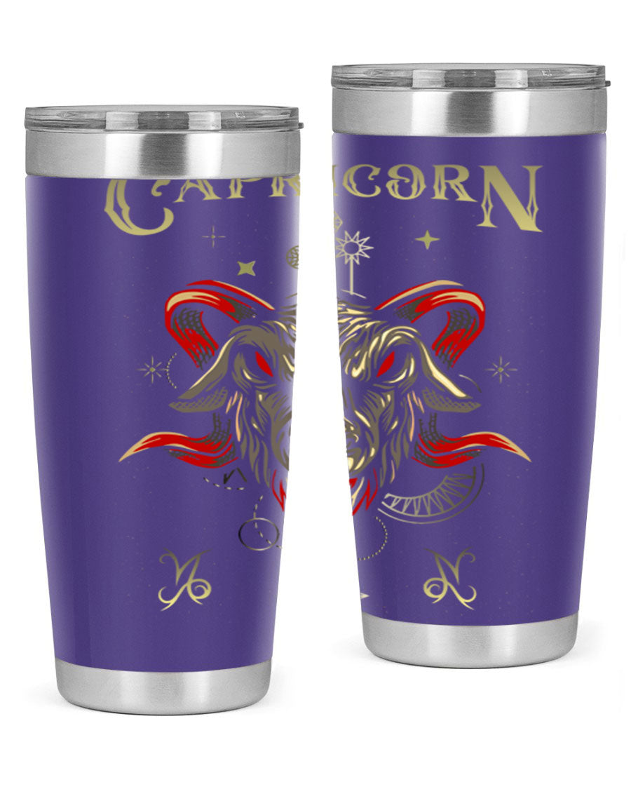 Capricorn 198# Tumbler in stainless steel with a sleek design, featuring a drink-thru lid and copper lining for insulation.