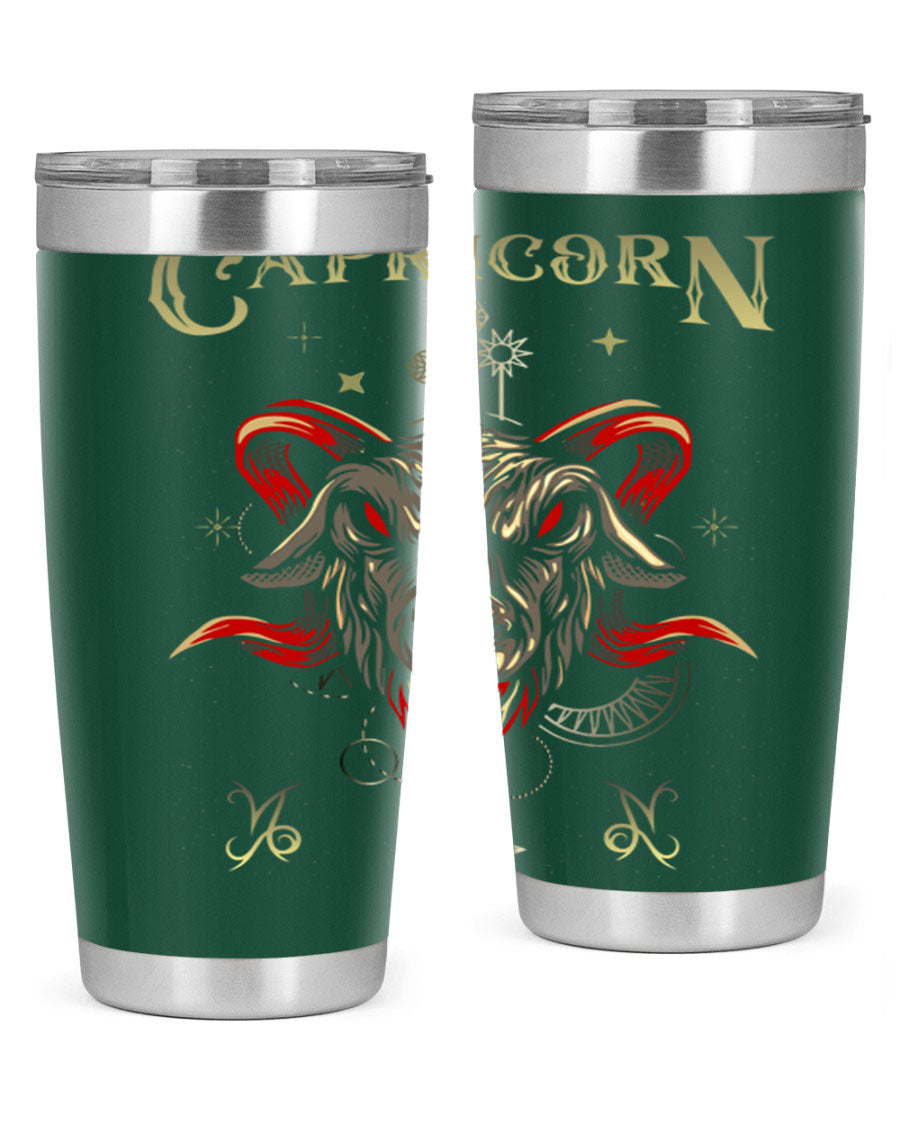 Capricorn 198# Tumbler in stainless steel with a sleek design, featuring a drink-thru lid and copper lining for insulation.