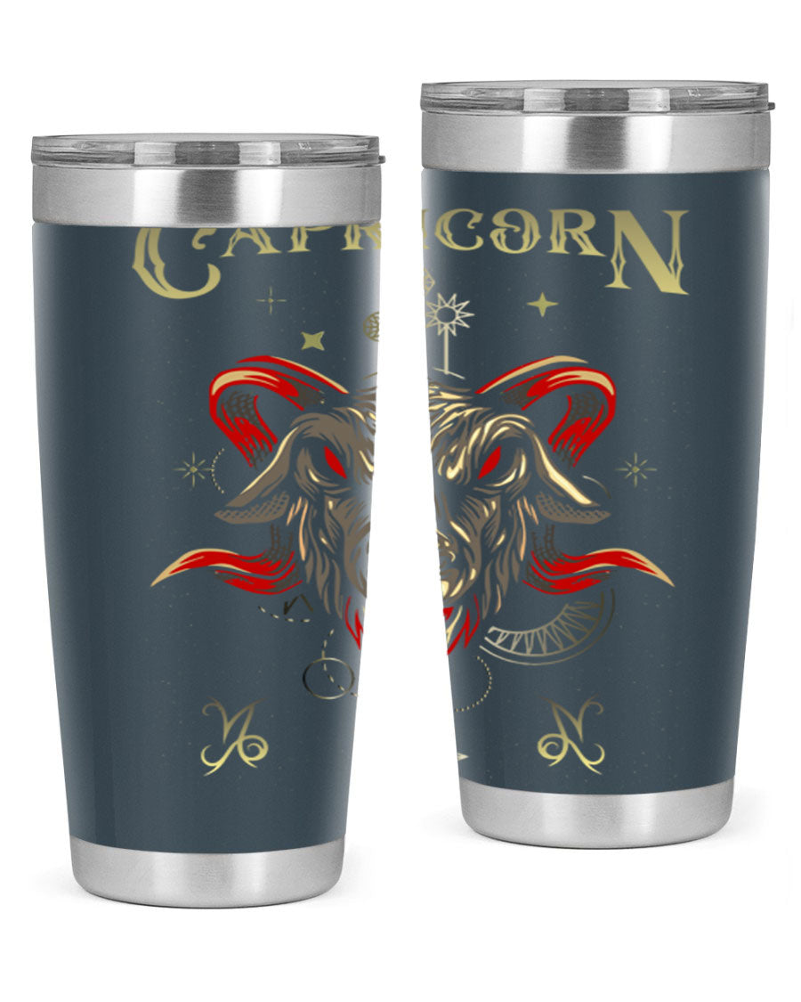 Capricorn 198# Tumbler in stainless steel with a sleek design, featuring a drink-thru lid and copper lining for insulation.