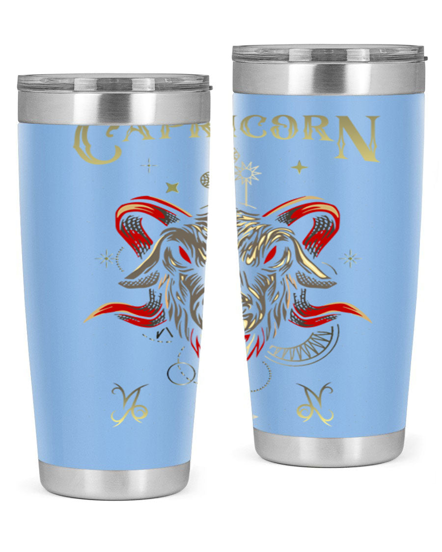 Capricorn 198# Tumbler in stainless steel with a sleek design, featuring a drink-thru lid and copper lining for insulation.