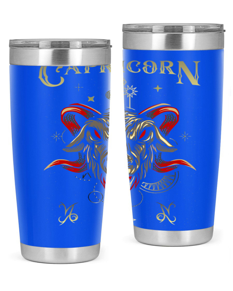 Capricorn 198# Tumbler in stainless steel with a sleek design, featuring a drink-thru lid and copper lining for insulation.