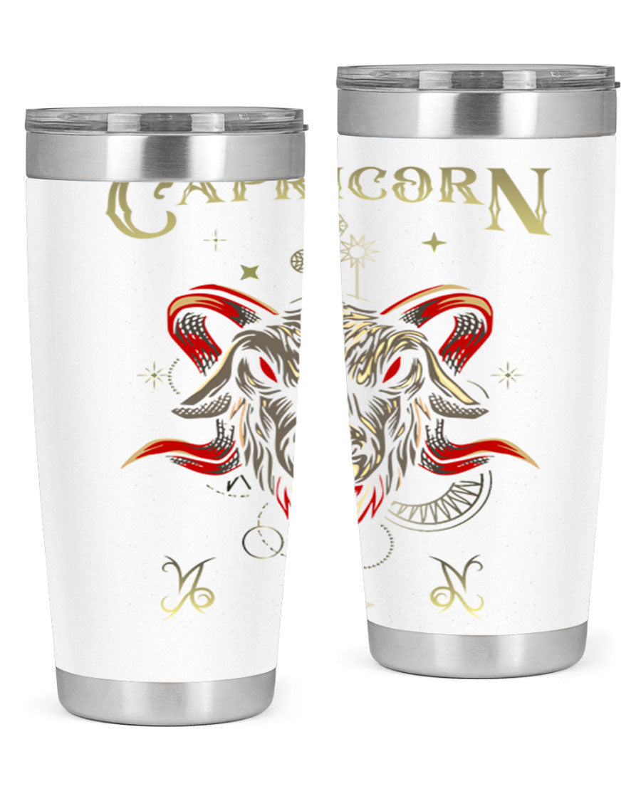Capricorn 198# Tumbler in stainless steel with a sleek design, featuring a drink-thru lid and copper lining for insulation.