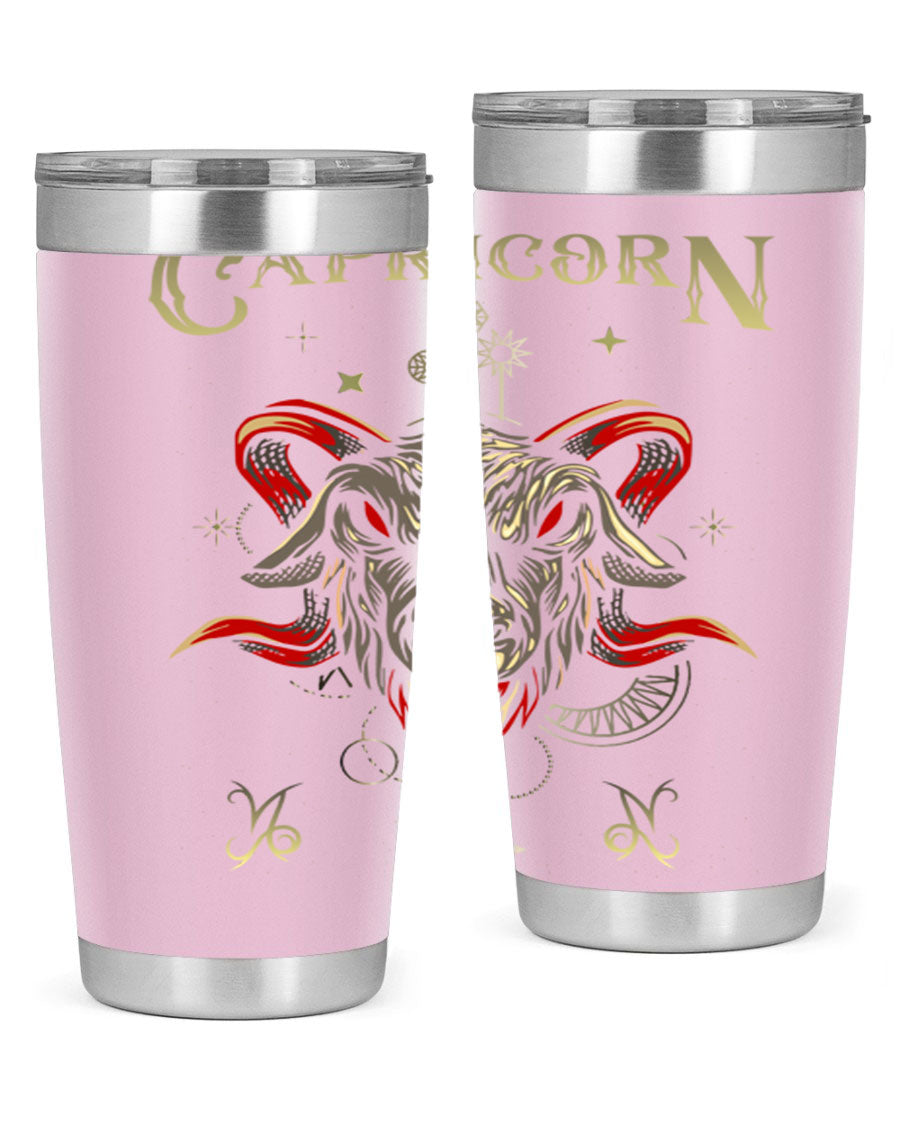 Capricorn 198# Tumbler in stainless steel with a sleek design, featuring a drink-thru lid and copper lining for insulation.